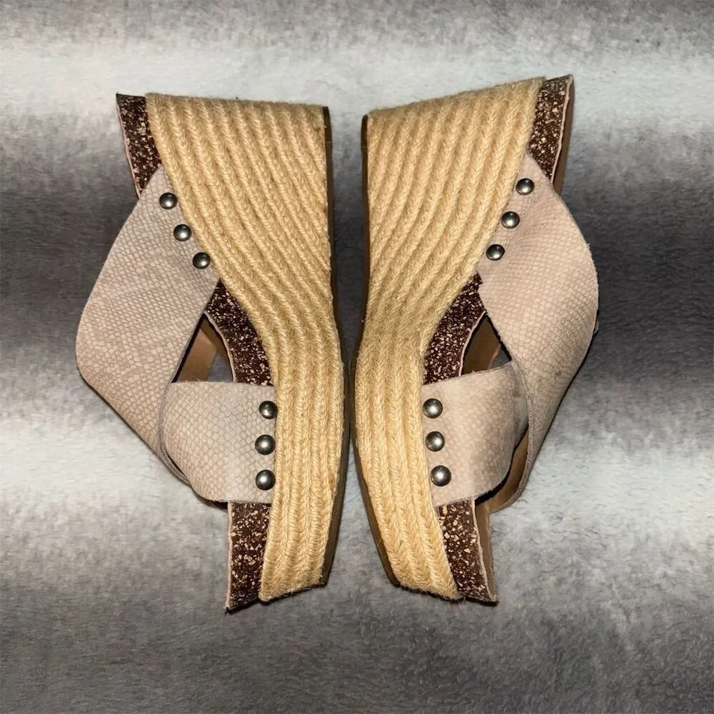Lucky Brand Women's Neeka Taupe Slide Wedge Sandals Size 7.5M - Picture 9 of 16